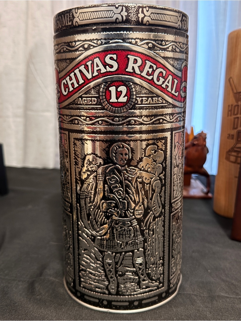 12-Year Decorative Metal Canister - Silver & Red